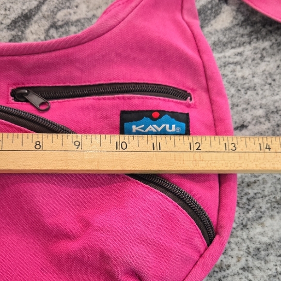 Kavu Hot Pink Canvas Shoulder Crossbody Bag Adjustable Strap Front Zip Pockets - Picture 11 of 16